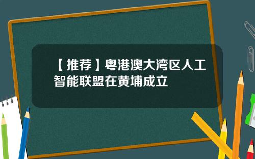 【推荐】粤港澳大湾区人工智能联盟在黄埔成立