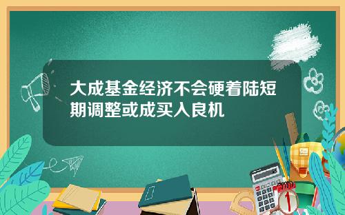 大成基金经济不会硬着陆短期调整或成买入良机