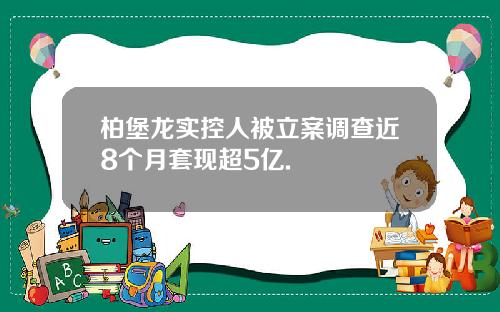 柏堡龙实控人被立案调查近8个月套现超5亿.