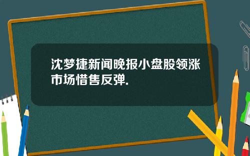 沈梦捷新闻晚报小盘股领涨市场惜售反弹.