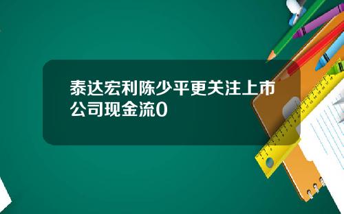 泰达宏利陈少平更关注上市公司现金流0