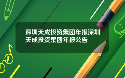 深圳天成投资集团年报深圳天成投资集团年报公告