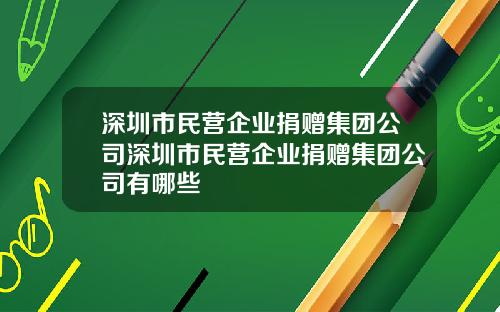 深圳市民营企业捐赠集团公司深圳市民营企业捐赠集团公司有哪些