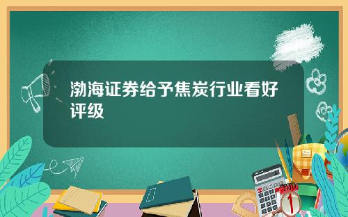 渤海证券给予焦炭行业看好评级