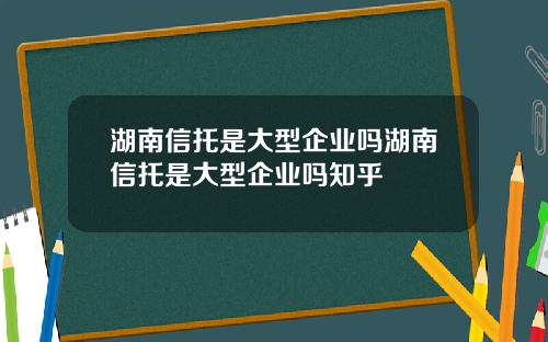 湖南信托是大型企业吗湖南信托是大型企业吗知乎