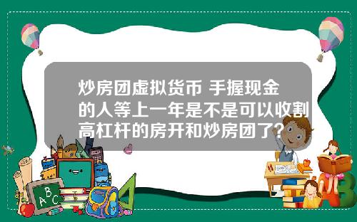 炒房团虚拟货币 手握现金的人等上一年是不是可以收割高杠杆的房开和炒房团了？