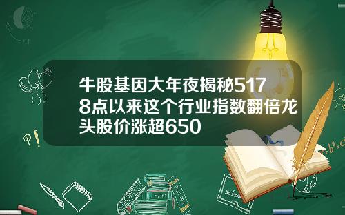 牛股基因大年夜揭秘5178点以来这个行业指数翻倍龙头股价涨超650