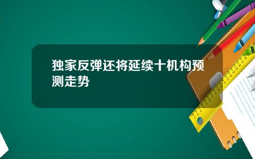 独家反弹还将延续十机构预测走势