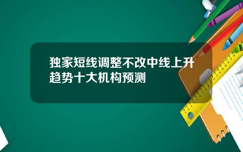 独家短线调整不改中线上升趋势十大机构预测