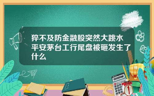 猝不及防金融股突然大跳水平安茅台工行尾盘被砸发生了什么