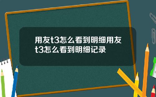 用友t3怎么看到明细用友t3怎么看到明细记录