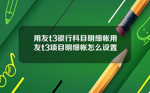 用友t3银行科目明细帐用友t3项目明细帐怎么设置