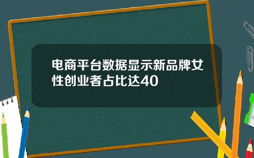 电商平台数据显示新品牌女性创业者占比达40