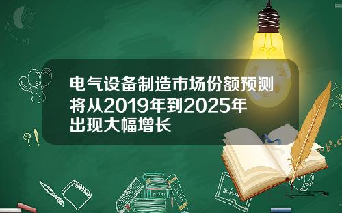 电气设备制造市场份额预测将从2019年到2025年出现大幅增长