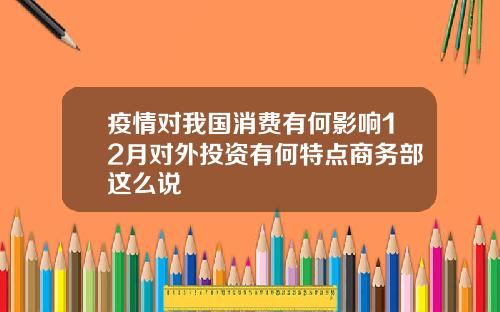 疫情对我国消费有何影响12月对外投资有何特点商务部这么说