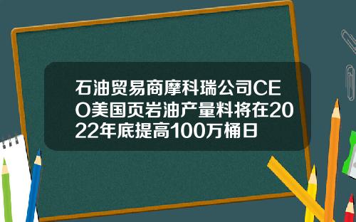 石油贸易商摩科瑞公司CEO美国页岩油产量料将在2022年底提高100万桶日