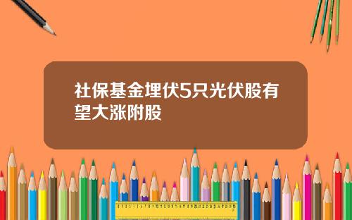 社保基金埋伏5只光伏股有望大涨附股