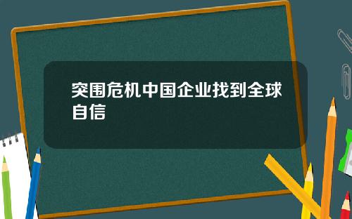 突围危机中国企业找到全球自信