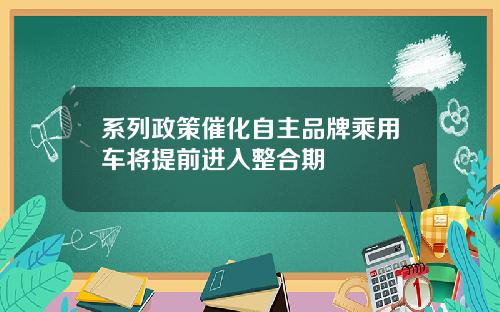 系列政策催化自主品牌乘用车将提前进入整合期