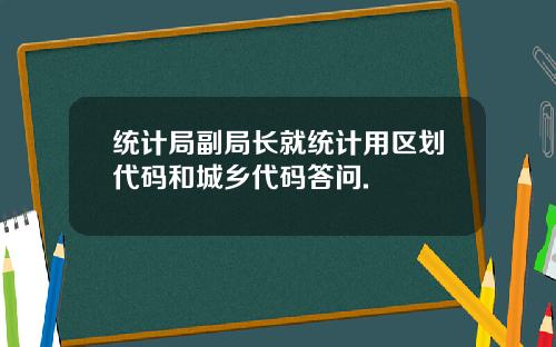 统计局副局长就统计用区划代码和城乡代码答问.