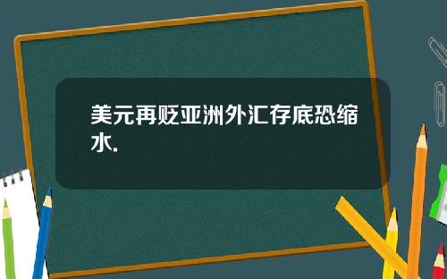 美元再贬亚洲外汇存底恐缩水.