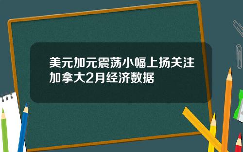 美元加元震荡小幅上扬关注加拿大2月经济数据