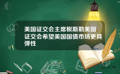 美国证交会主席根斯勒美国证交会希望美国国债市场更具弹性