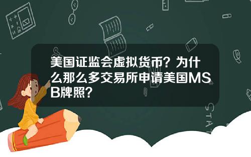 美国证监会虚拟货币？为什么那么多交易所申请美国MSB牌照？