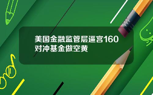 美国金融监管层逼宫160对冲基金做空黄