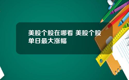 美股个股在哪看 美股个股单日最大涨幅