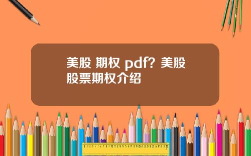 美股 期权 pdf？美股股票期权介绍