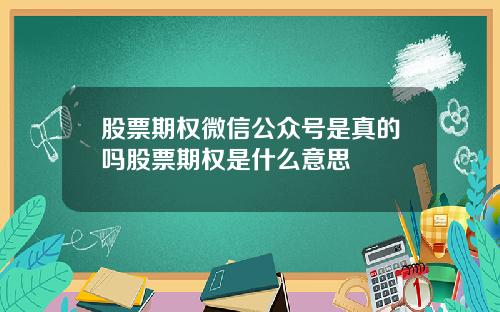 股票期权微信公众号是真的吗股票期权是什么意思