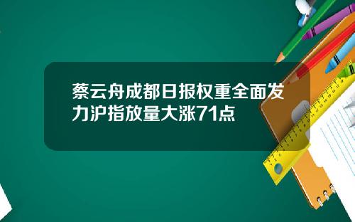 蔡云舟成都日报权重全面发力沪指放量大涨71点