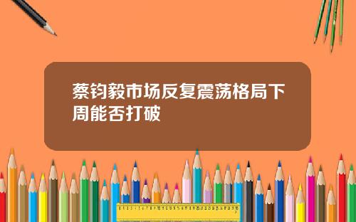 蔡钧毅市场反复震荡格局下周能否打破