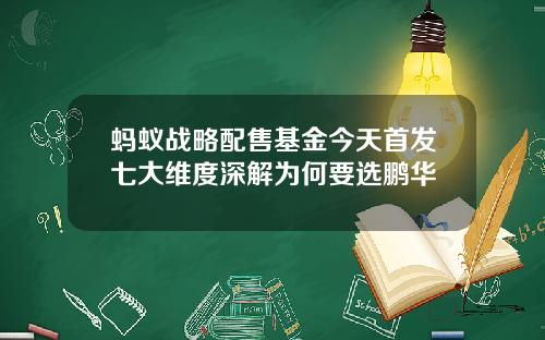 蚂蚁战略配售基金今天首发七大维度深解为何要选鹏华