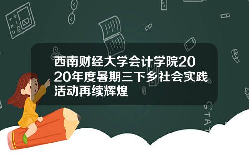 西南财经大学会计学院2020年度暑期三下乡社会实践活动再续辉煌