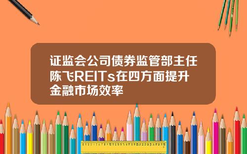 证监会公司债券监管部主任陈飞REITs在四方面提升金融市场效率