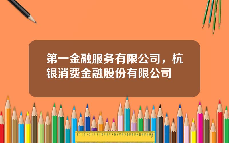 第一金融服务有限公司，杭银消费金融股份有限公司