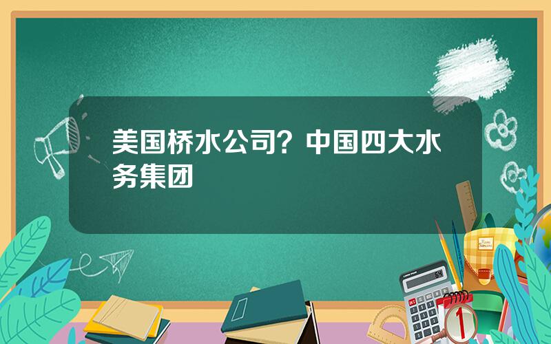 美国桥水公司？中国四大水务集团