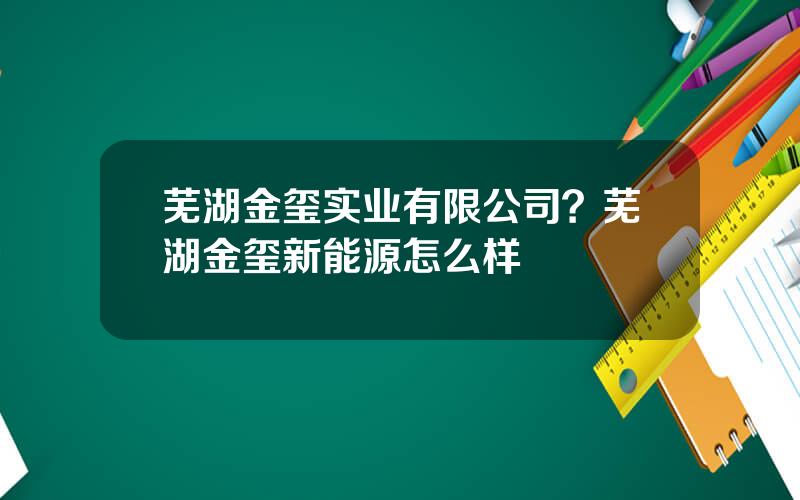 芜湖金玺实业有限公司？芜湖金玺新能源怎么样