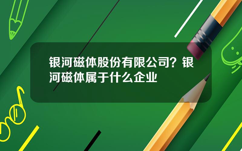 银河磁体股份有限公司？银河磁体属于什么企业